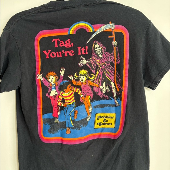 Steven Rhodes Tops - Steven Rhodes Tag You’re It Graphic Tee Grim Reaper Retro Shirt Size S